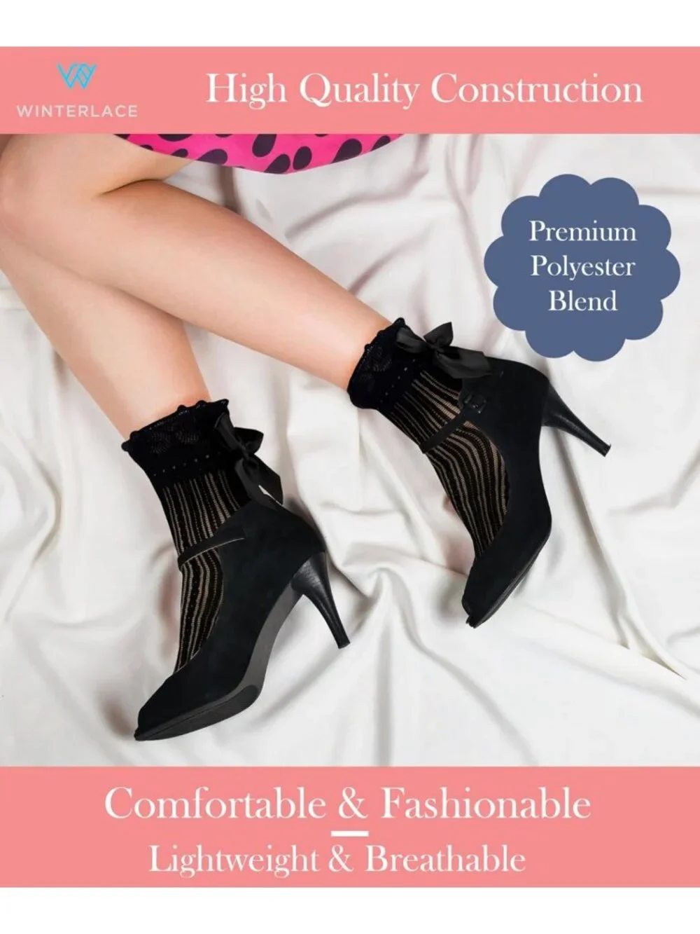 12 Pairs Frilly Ruffle Ankle Socks for Women - Cute Lace Bow Dress Socks